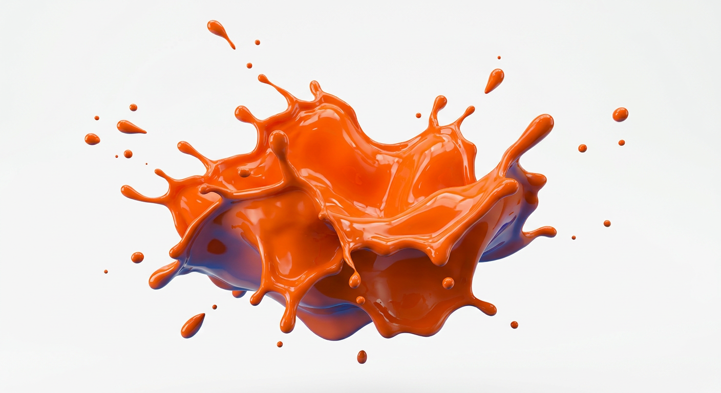 Glossy orange paint splash